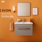 AVON 600 WALL HUNG BASIN CABINET W/1 DRAW HG GREY & SLIM BASIN
