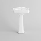 iBathUK Elizabeth Traditional Pedestal Ceramic Wash Basin with Single Tap Hole, Classic White Bathroom Sink, Ceramic Wash Basin