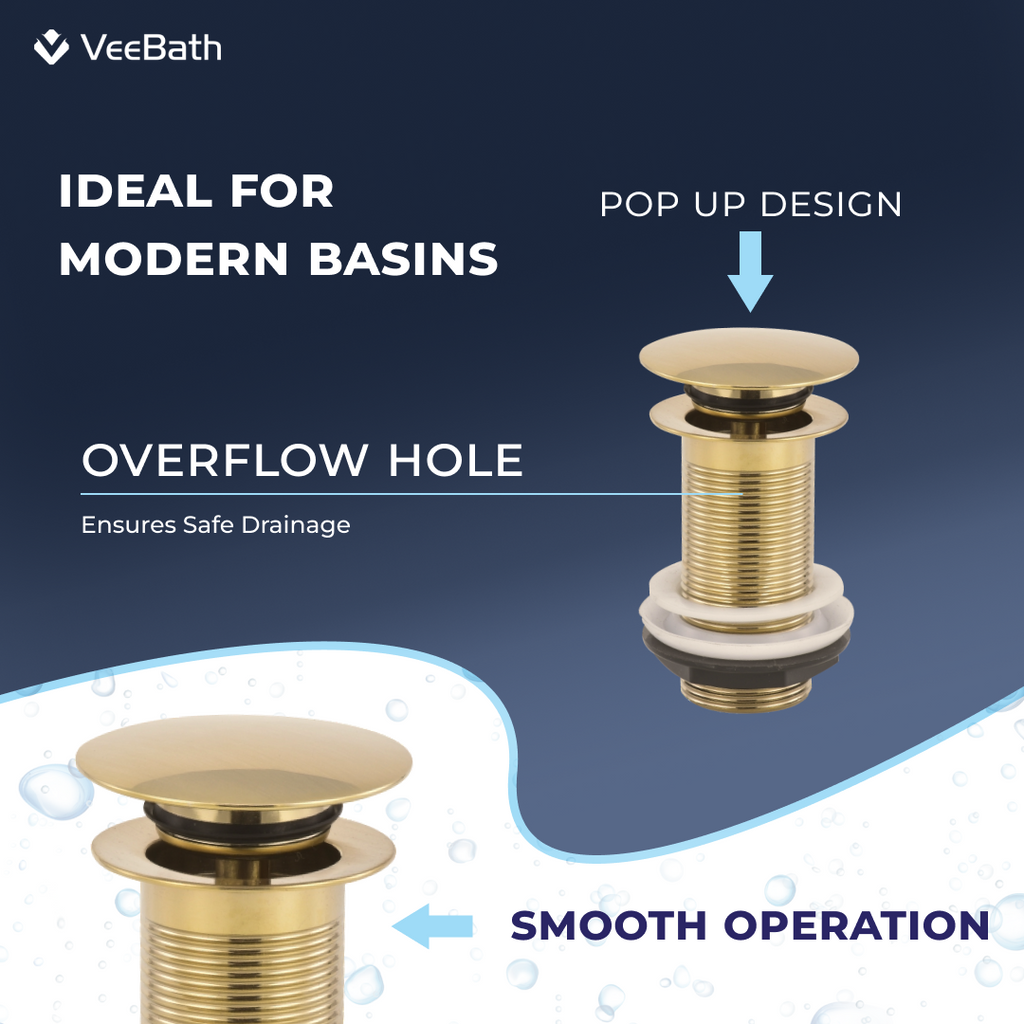 Ideal Full Dome Waste Unslotted - Brushed Brass