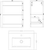 Desire Venus 600 Mid Edged Basin Unit -2 Storage Section