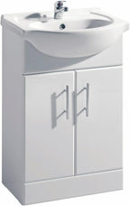Linx Bathroom Vanity Basin Sink Cabinet Unit High Gloss White Soft Close Door Hinges Storage Furniture - 550mm