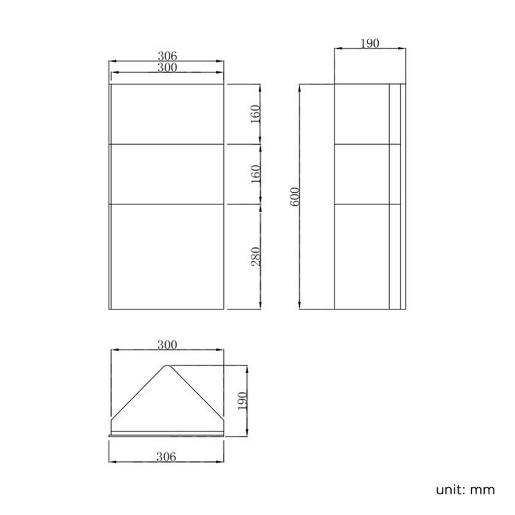 iBathUK Storvue Stainless Steel Corner Bathroom Mirror Cabinet, Single Door Storage Unit, Wall Mirror with Hinged Door, 300x600mm