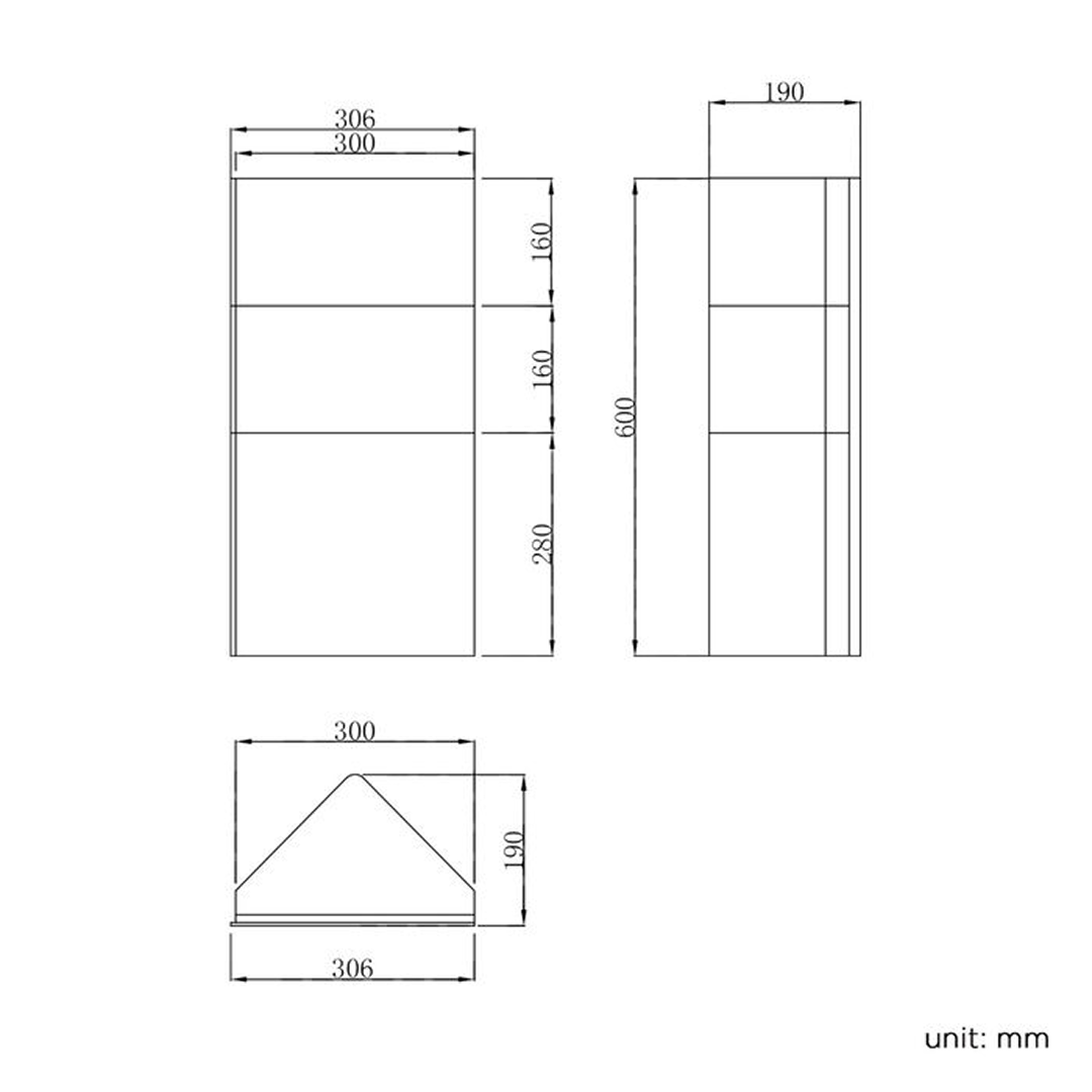 iBathUK Storvue Stainless Steel Corner Bathroom Mirror Cabinet, Single Door Storage Unit, Wall Mirror with Hinged Door, 300x600mm
