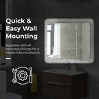 iBathUK Oslo Stainless Steel Bathroom Mirror Cabinet, Triple Door Storage Unit, Frameless Wall Mirror with Hinged Door, 900x600mm