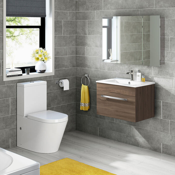 iBathUK Oslo Stainless Steel Bathroom Mirror Cabinet, Triple Door Storage Unit, Frameless Wall Mirror with Hinged Door, 900x600mm