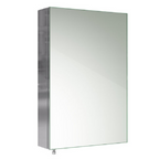 iBathUK Vienna Stainless Steel Bathroom Mirror Cabinet, Double Door Storage Unit, Rectangular Mirror with Straight Edge, 600x670mm