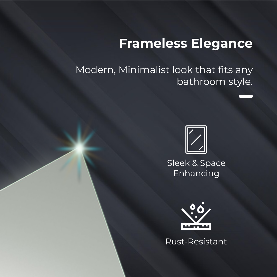 iBathUK Vienna Stainless Steel Bathroom Mirror Cabinet, Double Door Storage Unit, Rectangular Mirror with Straight Edge, 600x670mm