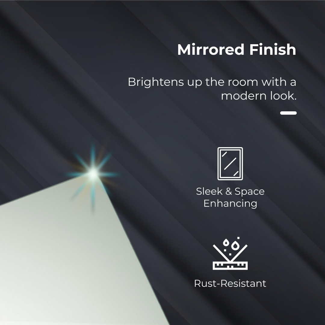 iBathUK Helsinki Stainless Steel Bathroom Mirror Cabinet with Sliding Door, Soft Rectangular Shape with Round Edge, 460x660mm