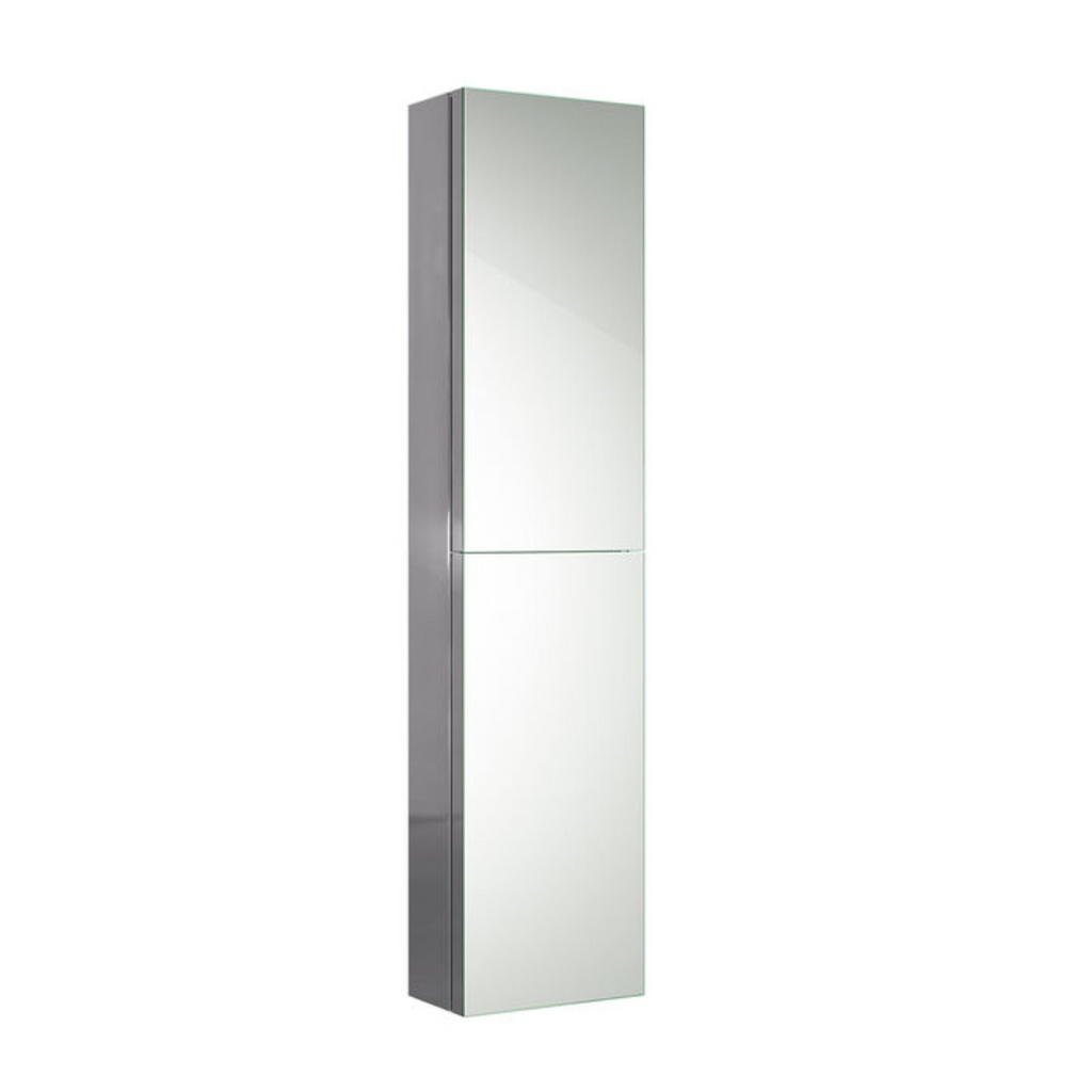 iBathUK Bergen Tall Stainless Steel Bathroom Mirror Cabinet with Double Door, Rectangular Mirror with Straight Edge, 300x1300mm