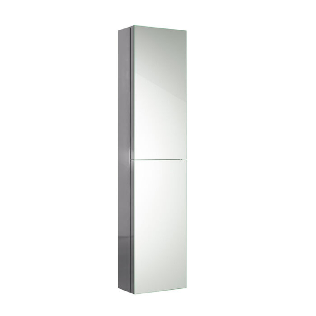 iBathUK Bergen Tall Stainless Steel Bathroom Mirror Cabinet with Double Door, Rectangular Mirror with Straight Edge, 300x1300mm