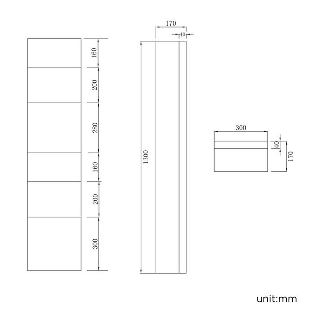 iBathUK Bergen Tall Stainless Steel Bathroom Mirror Cabinet with Double Door, Rectangular Mirror with Straight Edge, 300x1300mm