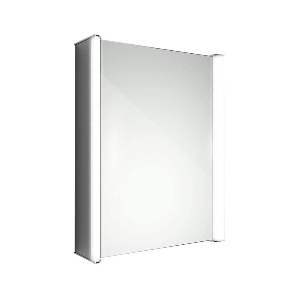 iBathUK Revere LED Single Door Bathroom Mirror Cabinet, Illuminated Mirror with Infrared Sensor Switch, Silver, 500 x 650mm