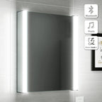 iBathUK Revere LED Single Door Bathroom Mirror Cabinet, Illuminated Mirror with Infrared Sensor Switch, Silver, 500 x 650mm