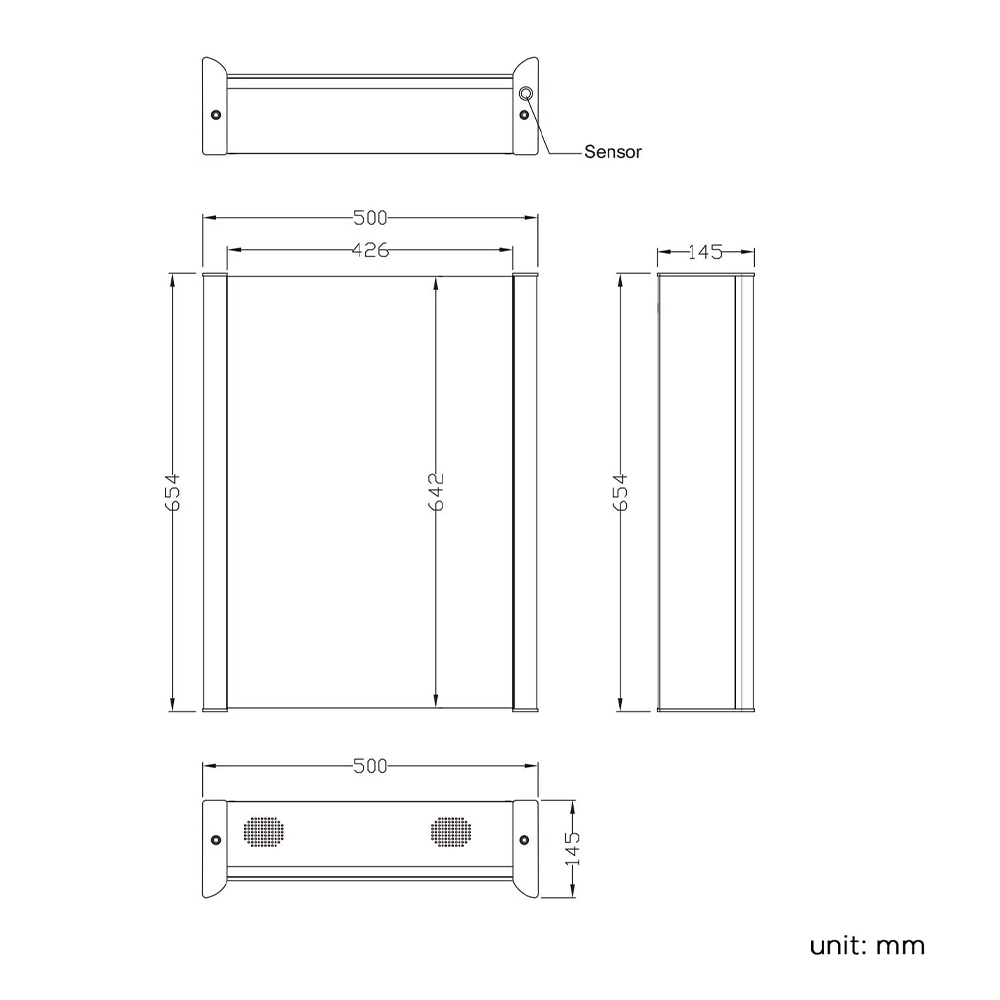 iBathUK Revere LED Single Door Bathroom Mirror Cabinet, Illuminated Mirror with Infrared Sensor Switch, Silver, 500 x 650mm