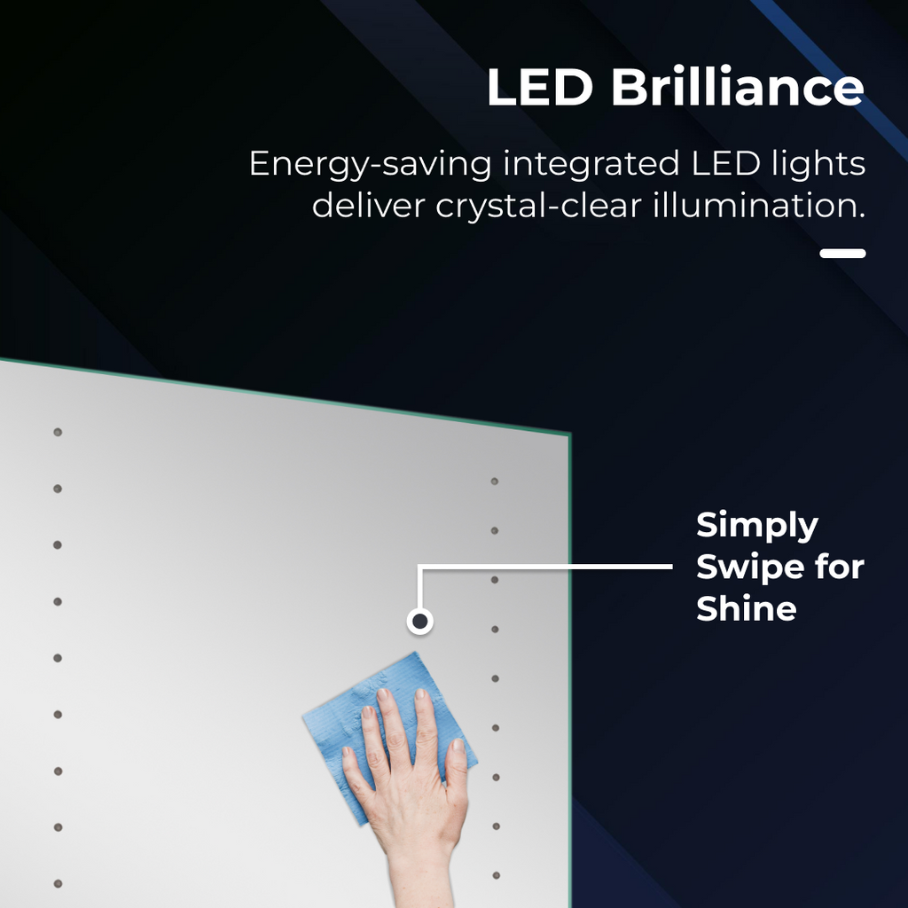 iBathUK Lunar Illuminated LED Bathroom Mirror Cabinet with Motion Sensor, Modern Rectangular Wall Mirror, 450x600mm
