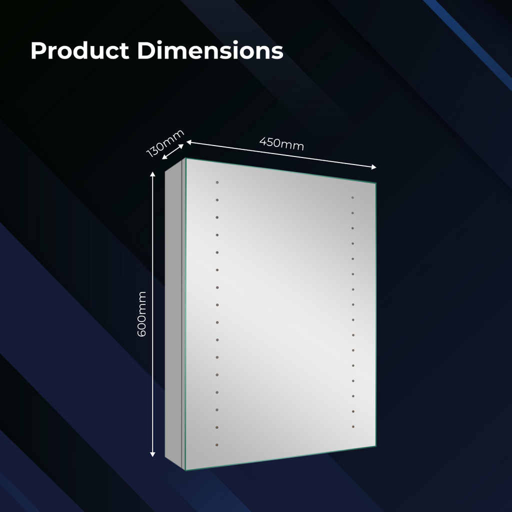 iBathUK Lunar Illuminated LED Bathroom Mirror Cabinet with Motion Sensor, Modern Rectangular Wall Mirror, 450x600mm