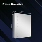 iBathUK Lunar Illuminated LED Bathroom Mirror Cabinet with Motion Sensor, Modern Rectangular Wall Mirror, 450x600mm