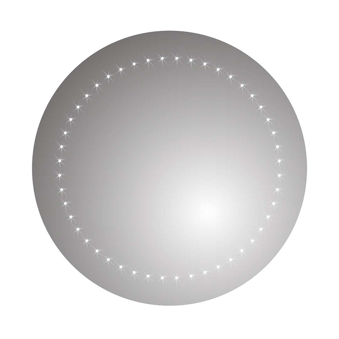 iBathUK Luna Wall Mounted Round LED Illuminated Bathroom Mirror, Battery Powered Led Mirror, Frameless Design, White, 500 x 500 mm