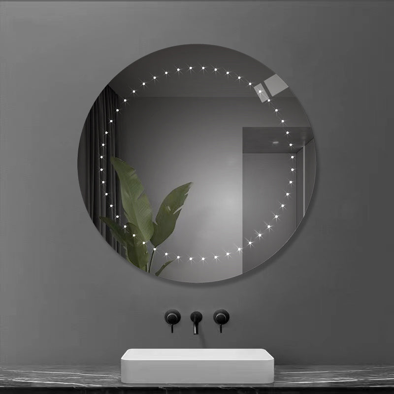 iBathUK Luna Wall Mounted Round LED Illuminated Bathroom Mirror, Battery Powered Led Mirror, Frameless Design, White, 500 x 500 mm