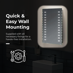 iBathUK Orion LED Bathroom Mirror, Battery Powered Rectangular Mirror, Illuminated Frameless Modern Wall Mirror, Grey, 500x700mm