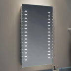 iBathUK Orion LED Bathroom Mirror, Battery Powered Rectangular Mirror, Illuminated Frameless Modern Wall Mirror, Grey, 500x700mm