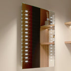 iBathUK Orion LED Bathroom Mirror, Battery Powered Rectangular Mirror, Illuminated Frameless Modern Wall Mirror, Grey, 500x700mm