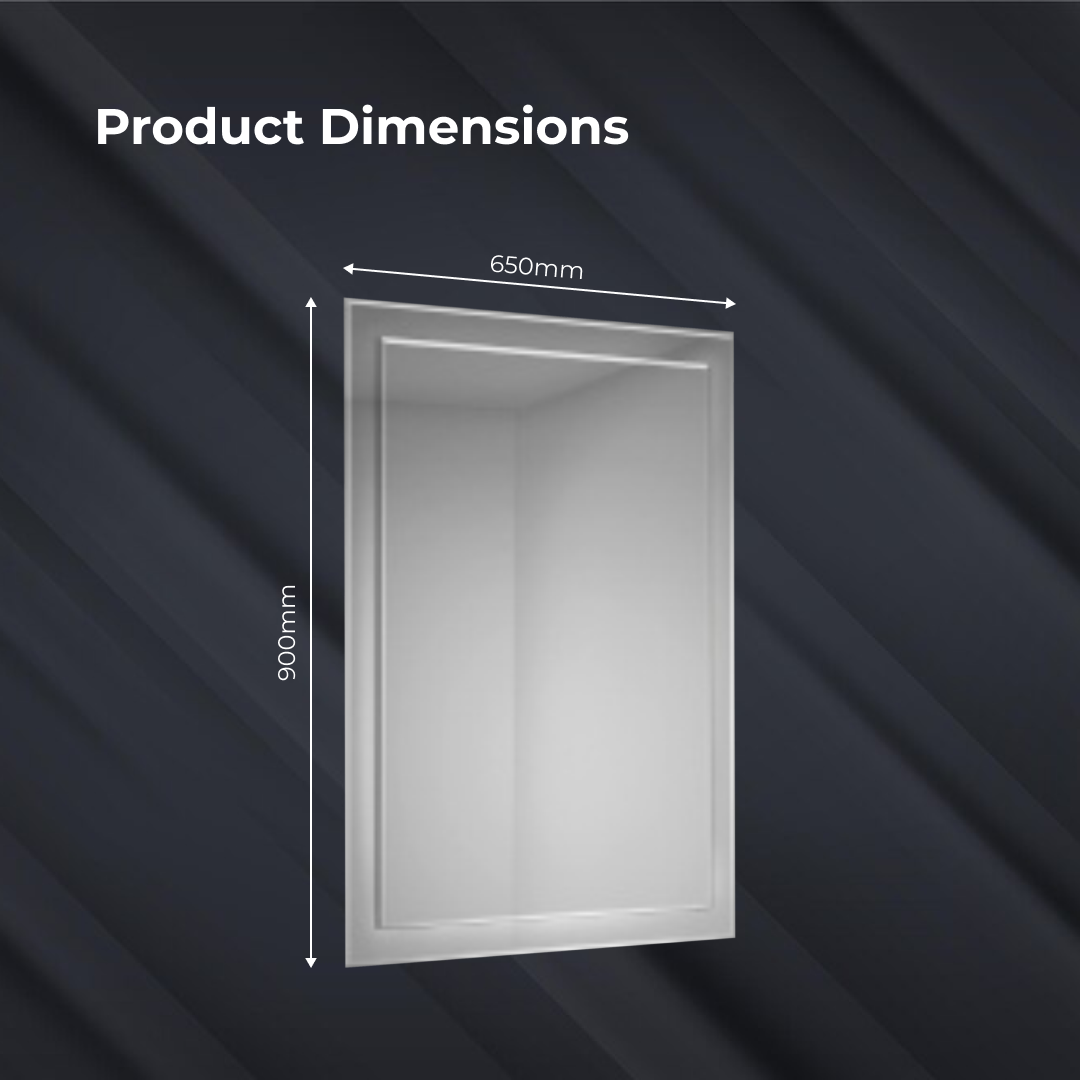 iBathUK Sienna Rectangular Bevelled Designer Bathroom Mirror, Modern Wall Mounted Bathroom Mirror with Frameless Design, 500x700mm