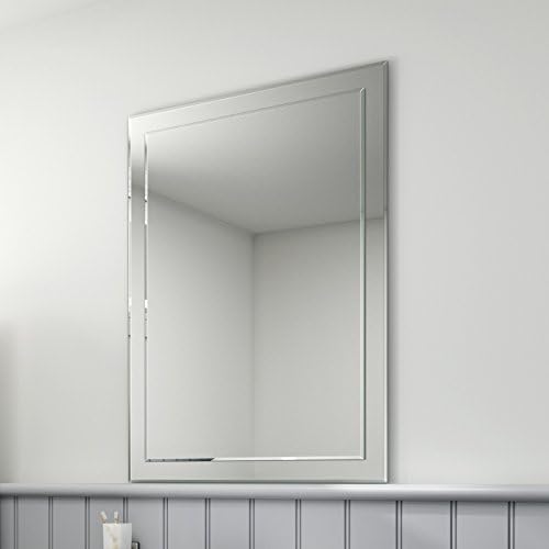 iBathUK Sienna Rectangular Bevelled Designer Bathroom Mirror, Modern Wall Mounted Bathroom Mirror with Frameless Design, 500x700mm
