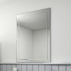 iBathUK Sienna Rectangular Bevelled Designer Bathroom Mirror, Modern Wall Mounted Bathroom Mirror with Frameless Design, 500x700mm