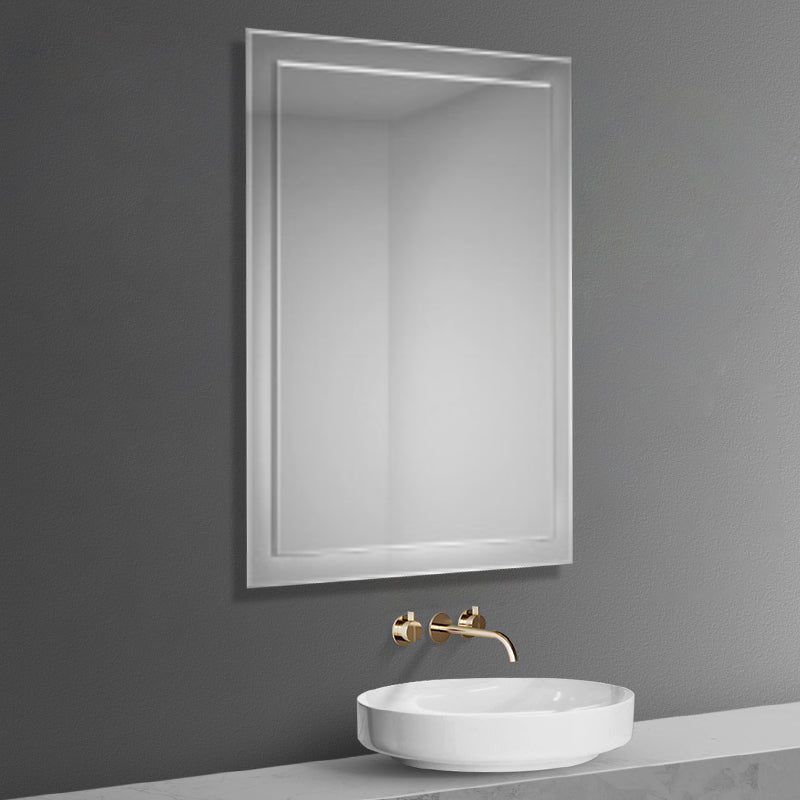 iBathUK Sienna Rectangular Bevelled Designer Bathroom Mirror, Modern Wall Mounted Bathroom Mirror with Frameless Design, 500x700mm