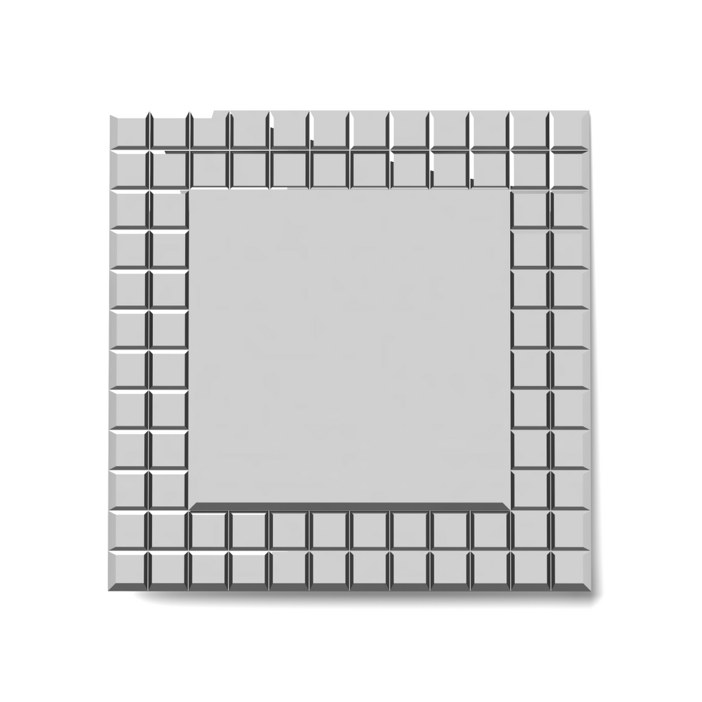 iBathUK Milan Wall Mounted Square Mosaic Designer Bathroom Mirror, Modern and Styslish Framless Bathroom Wall Mirror, 600x600mm