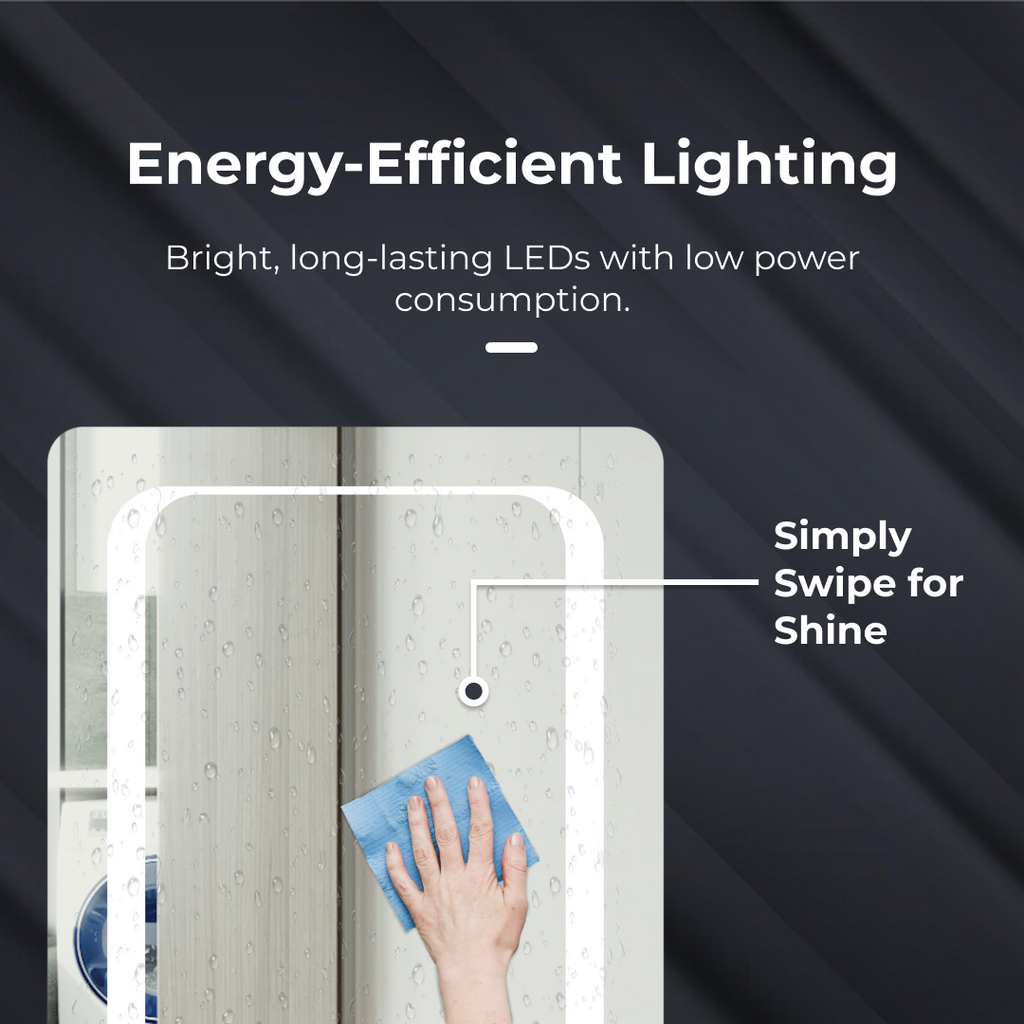 iBathUK Halo Illuminated LED Bathroom Mirror, Battery Powered Modern Wall Mirror, Soft Rectangle Shape with Round Edge, 500x700mm