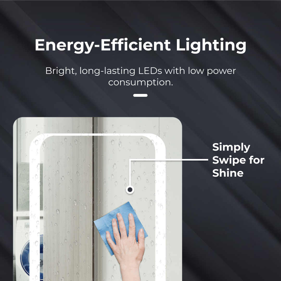 iBathUK Halo Illuminated LED Bathroom Mirror, Battery Powered Modern Wall Mirror, Soft Rectangle Shape with Round Edge, 500x700mm