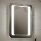 iBathUK Halo Illuminated LED Bathroom Mirror, Battery Powered Modern Wall Mirror, Soft Rectangle Shape with Round Edge, 500x700mm