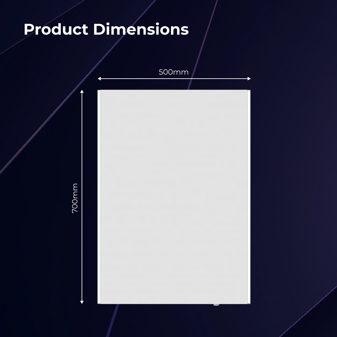 iBathUK Aurora Rectangular Illuminated LED Bathroom Mirror, Battery Operated Framless Wall Mirror with Straight Edge, 500x700mm