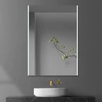 iBathUK Aurora Rectangular Illuminated LED Bathroom Mirror, Battery Operated Framless Wall Mirror with Straight Edge, 500x700mm