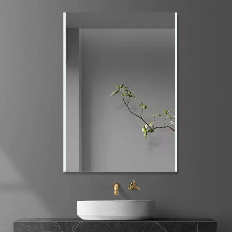 iBathUK Aurora Rectangular Illuminated LED Bathroom Mirror, Battery Operated Framless Wall Mirror with Straight Edge, 500x700mm