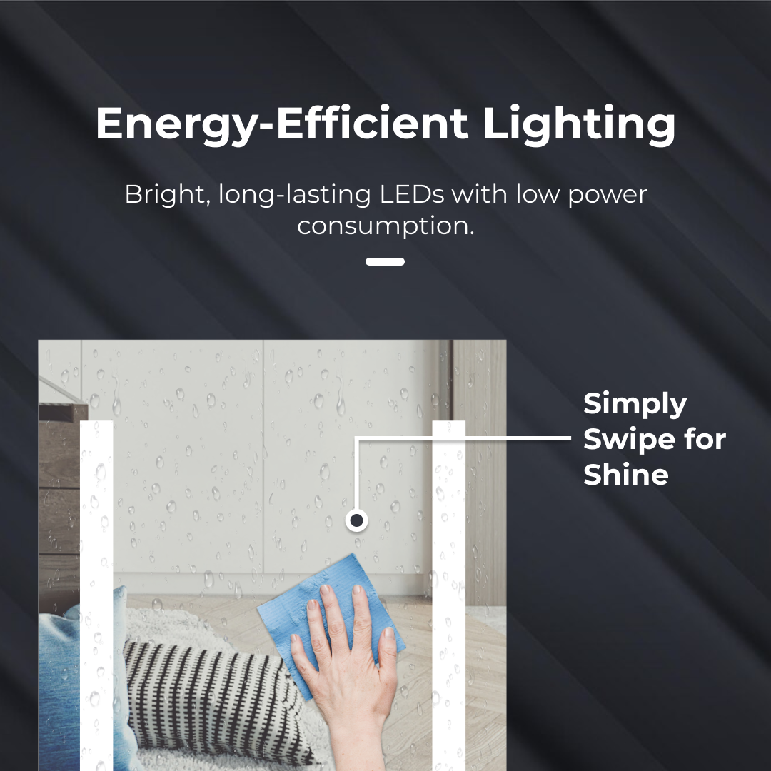 iBathUK Eclipse Rectangular Illuminated LED Bathroom Mirror, Battery Operated Framless Wall Mirror with Straight Edge, 500x700mm