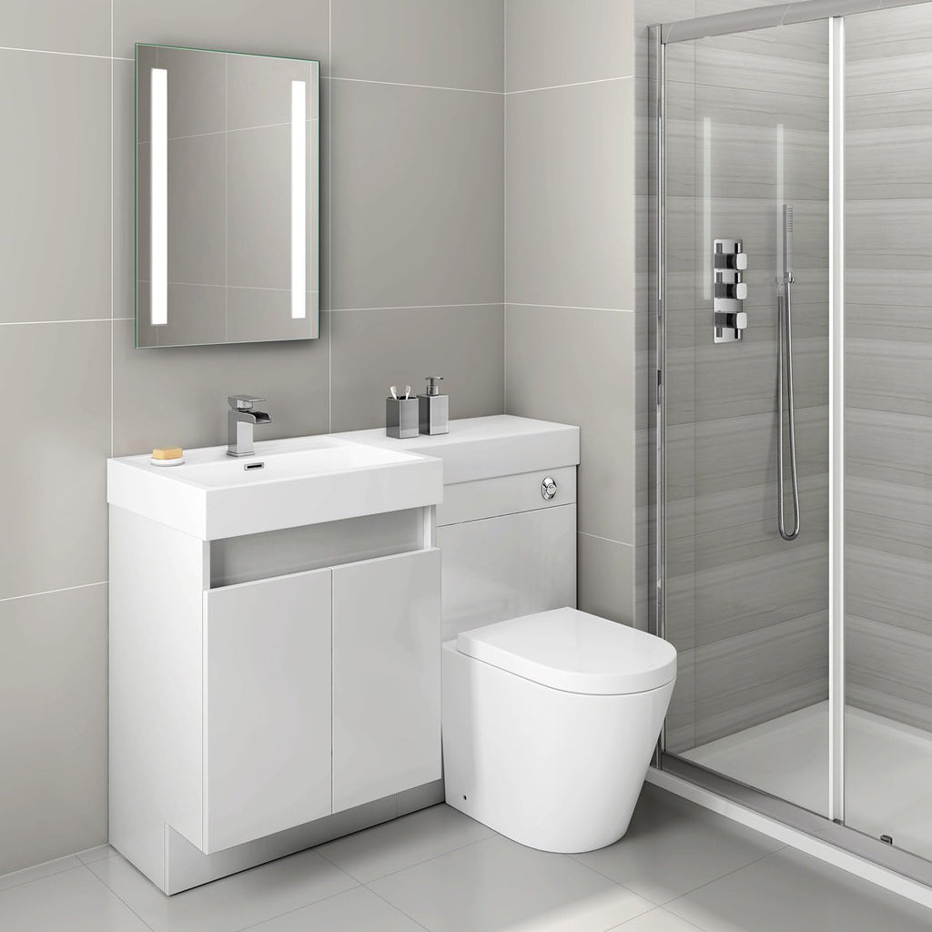 iBathUK Eclipse Rectangular Illuminated LED Bathroom Mirror, Battery Operated Framless Wall Mirror with Straight Edge, 500x700mm