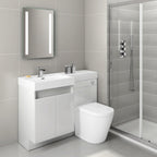 iBathUK Eclipse Rectangular Illuminated LED Bathroom Mirror, Battery Operated Framless Wall Mirror with Straight Edge, 500x700mm