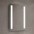 iBathUK Eclipse Rectangular Illuminated LED Bathroom Mirror, Battery Operated Framless Wall Mirror with Straight Edge, 500x700mm