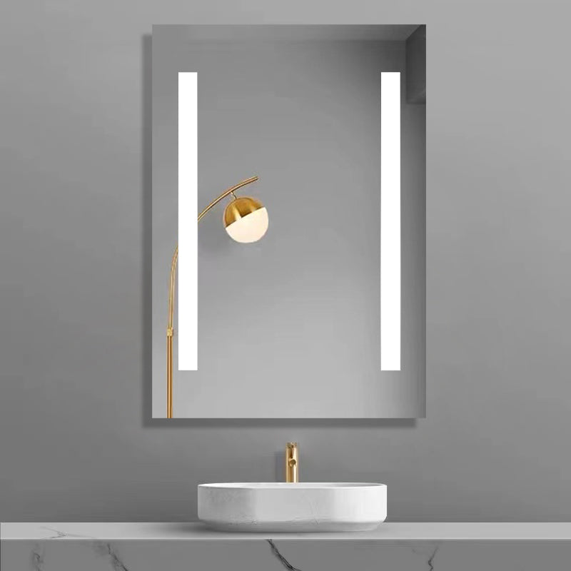 iBathUK Eclipse Rectangular Illuminated LED Bathroom Mirror, Battery Operated Framless Wall Mirror with Straight Edge, 500x700mm