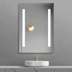 iBathUK Eclipse Rectangular Illuminated LED Bathroom Mirror, Battery Operated Framless Wall Mirror with Straight Edge, 500x700mm