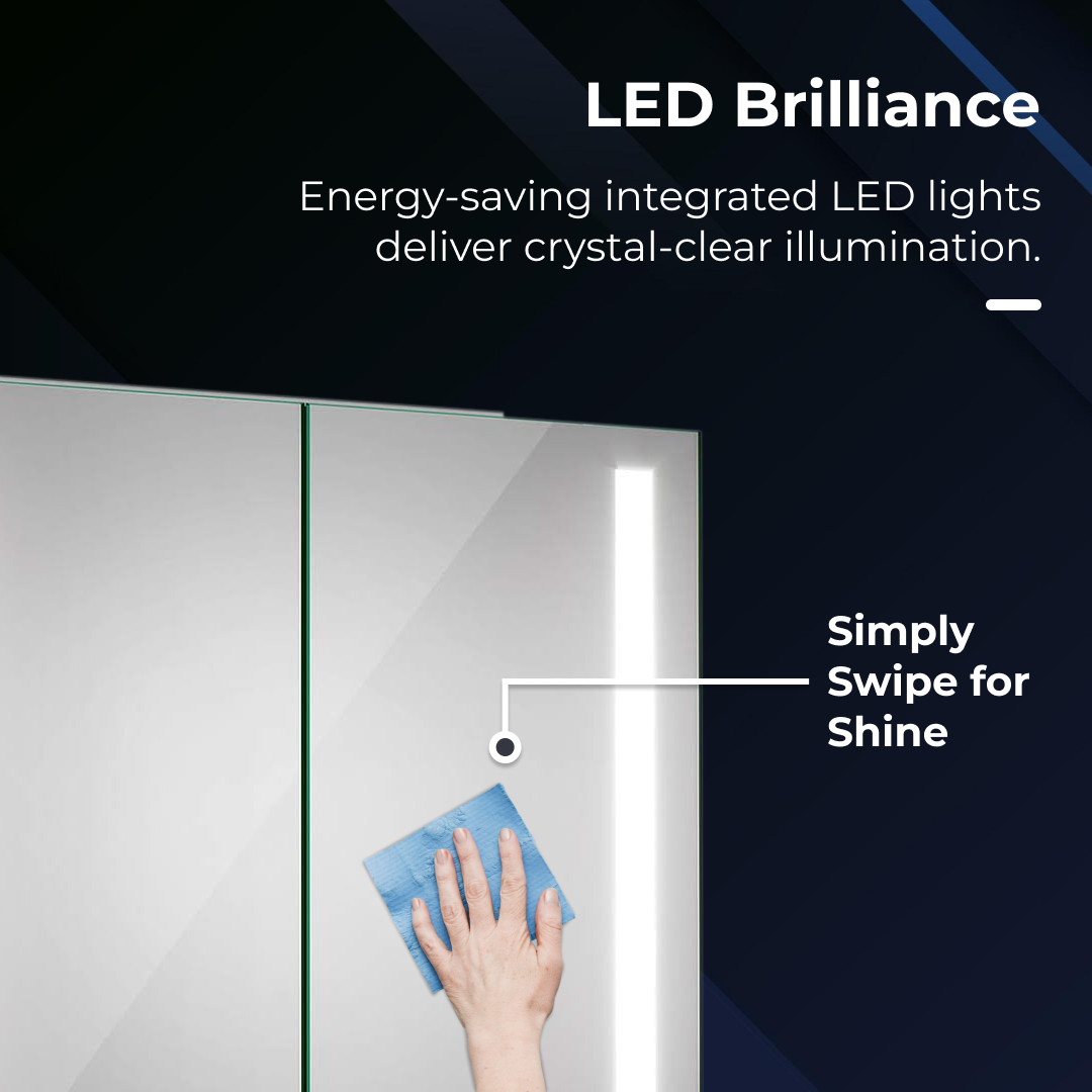 iBathUK Astrid Illuminated LED Mirror Cabinet with Motion Sensor, Modern Rectangular Wall Mirror, 800x600mm