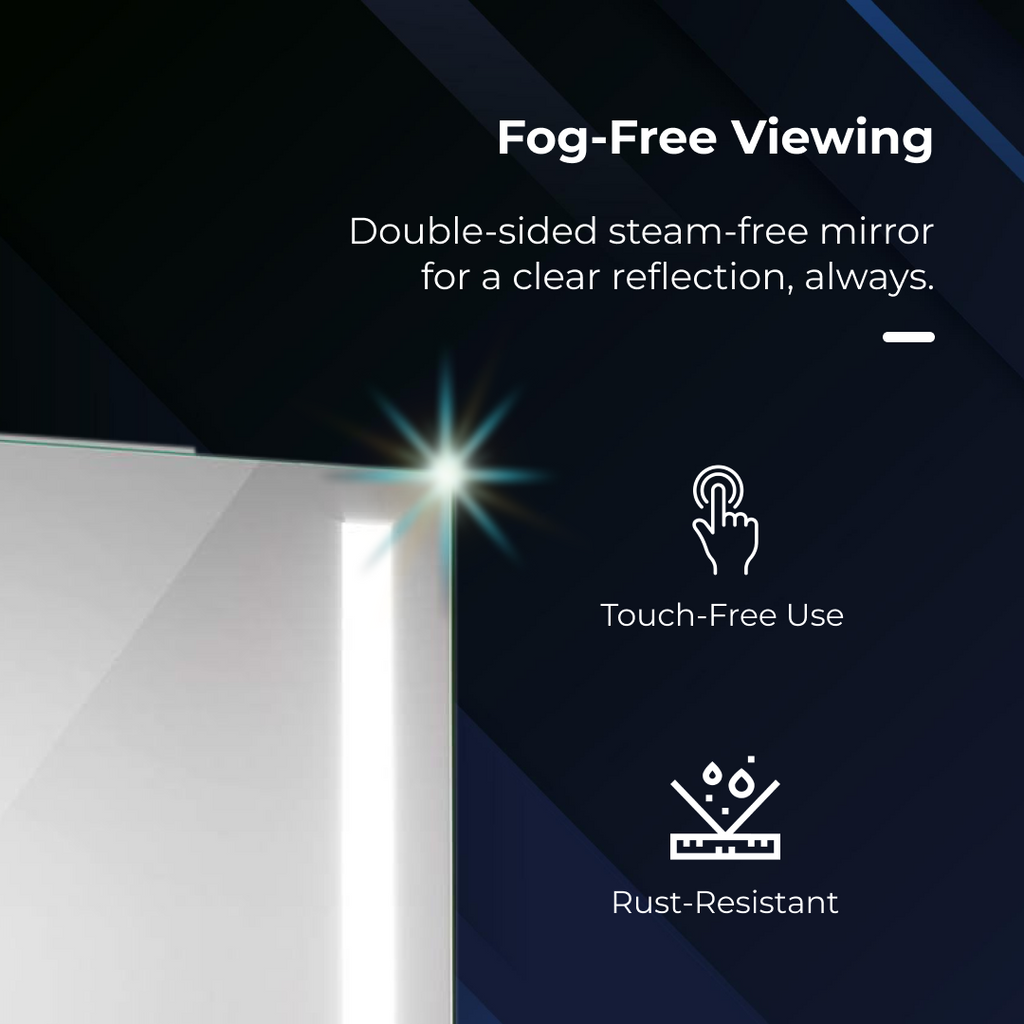 iBathUK Astrid Illuminated LED Mirror Cabinet with Motion Sensor, Modern Rectangular Wall Mirror, 800x600mm
