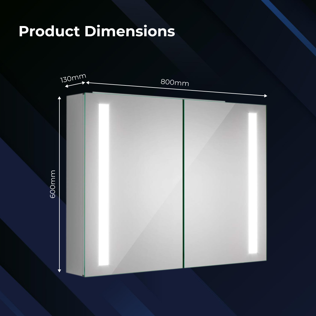 iBathUK Astrid Illuminated LED Mirror Cabinet with Motion Sensor, Modern Rectangular Wall Mirror, 800x600mm