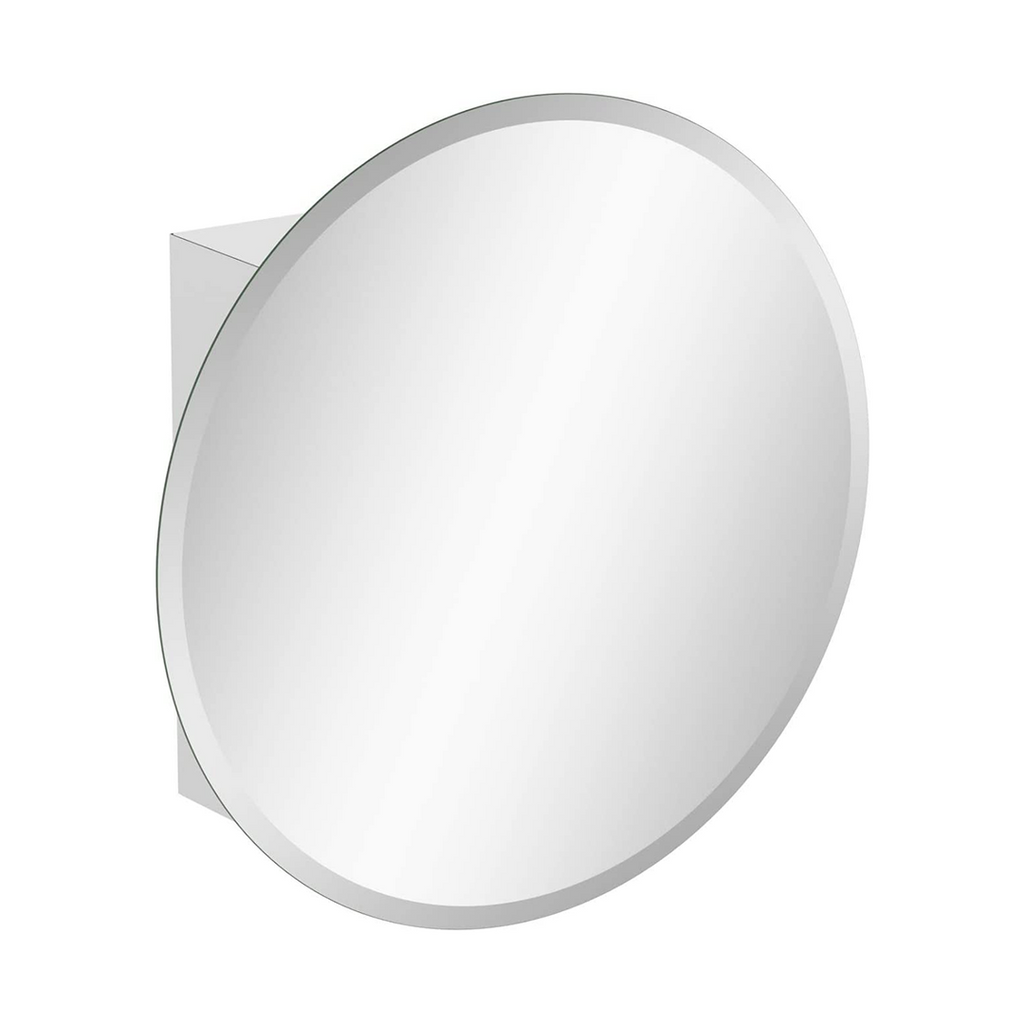 iBathUK Stockholm Round Stainless Steel Mirror Cabinet, Single Door Storage Unit, Round Mirror with Round Edge, 500x500mm