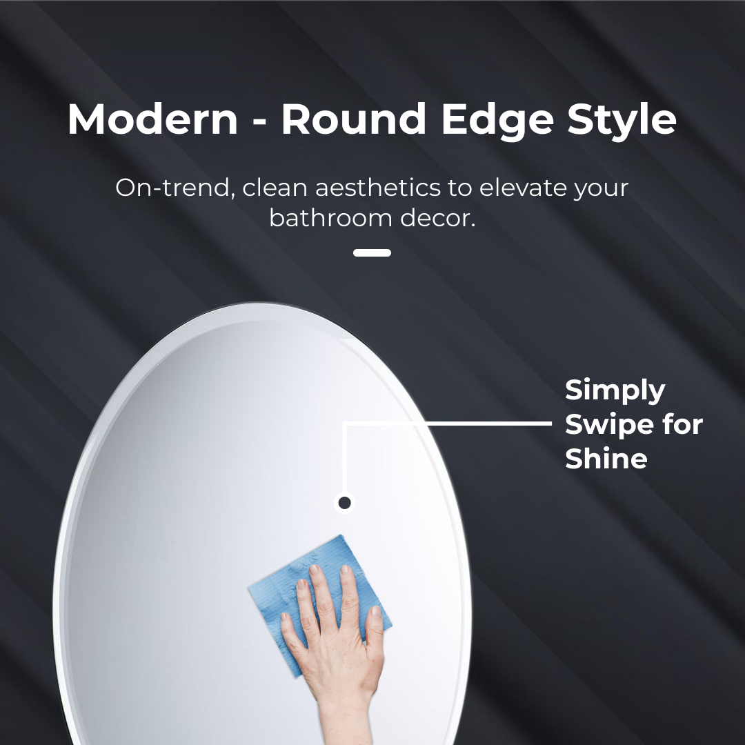 iBathUK Stockholm Round Stainless Steel Mirror Cabinet, Single Door Storage Unit, Round Mirror with Round Edge, 500x500mm