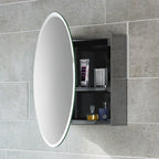 iBathUK Stockholm Round Stainless Steel Mirror Cabinet, Single Door Storage Unit, Round Mirror with Round Edge, 500x500mm