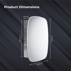 iBathUK Copenhagen Stainless Steel Mirror Cabinet, Single Door Storage Unit, Modern Oval Mirror with Round Edge, 450x600mm
